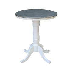 30" Round Top Pedestal Table - Counter Height - White/Heather Gray