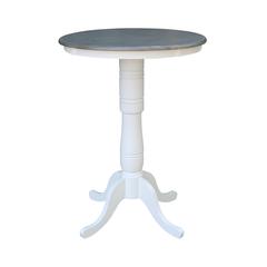 30" Round Top Pedestal Table - Bar Height - White/Heather Gray