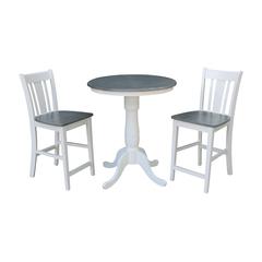 30" Pedestal Gathering Height Table With 2 San Remo Counter Height Stools