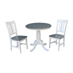 30" Round Top Pedestal Table With 2 San Remo Chairs - Set of 3 Pieces