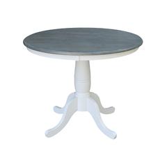 36" Round Top Pedestal Table - Dining Height - White/Heather Gray