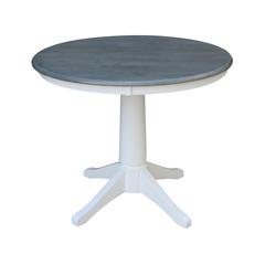 36" Round Top Pedestal Table - Dining Height - White/Heather Gray