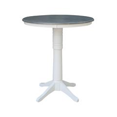 36" Round Top Pedestal Table - Bar Height - White/Heather Gray