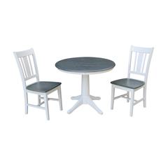 36" Round Top Pedestal Table With 2 San Remo Chairs - Set of 3 Pieces