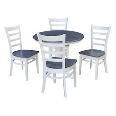 36 in Round Top Pedestal Dining Table with 4 Dining Chairs - 5 Piece Set