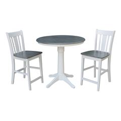 36" Round Pedestal Gathering Height Table With 2 San Remo Counter Height Stools