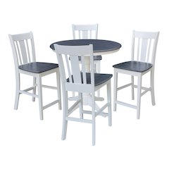 36 in Round Top Pedestal Counter Height Dining Table with 4 Stools - 5 Piece Set