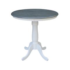 36" Round Top Pedestal Table - Counter Height - White/Heather Gray