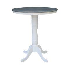36" Round Top Pedestal Table - Bar Height - White/Heather Gray