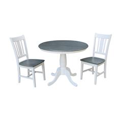 36" Round Top Pedestal Table With 2 San Remo Chairs - Set of 3 Pieces
