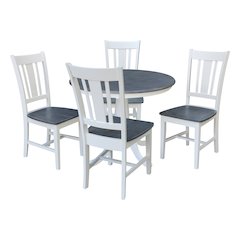36 in Round Top Pedestal Dining Table with 4 San Remo Dining Chairs - 5 Pcs Set