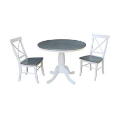 36" Round Top Pedestal Table With 2 X-Back Chairs - Set of 3 Pieces