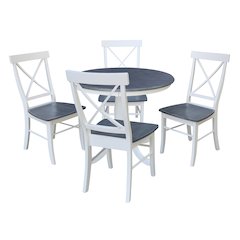 36 in Round Top Pedestal Dining Table with 4 X-back Dining Chairs - 5 Piece Set