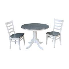 36" Round Top Pedestal Table With 2 Emily Chairs - Set of 3 Pieces