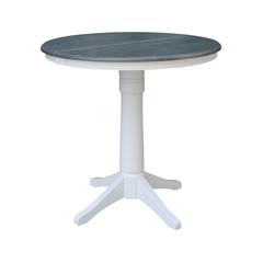 36" Round Top Pedestal Table With 12" Leaf - Counter Height - White/Heather Gray