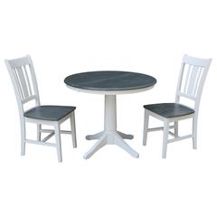36" Round Extension Dining Table With 2 San Remo Chairs