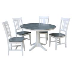 36" Round Extension Dining Table With 4 San Remo Chairs