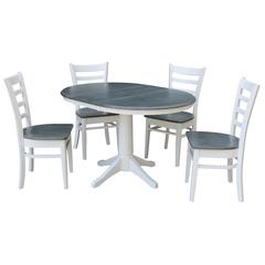 36" Round Extension Dining Table With 4 Emily Chairs