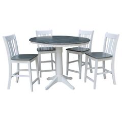 36" Round Extension Dining Table With 4 San Remo Counter Height Stools