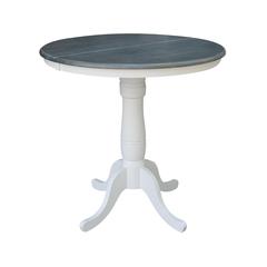 36" Round Top Pedestal Table With 12" Leaf - Counter Height -