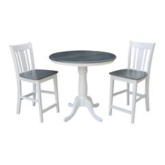 36" Round Extension Dining Table With 2 San Remo Counter Height Stools - Set of 3
