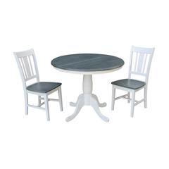 36" Round Extension Dining Table With 2 San Remo Chairs - Set of 3