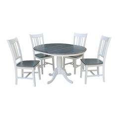 36" Round Extension Dining Table With 4 San Remo Chairs - Set of 5