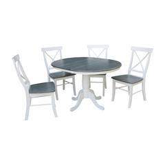 36" Round Extension Dining Table With 4 X-back Chairs - Set of 5