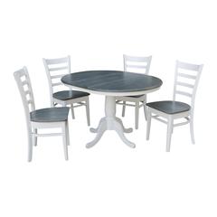 36" Round Extension Dining Table With 4 Emily Chairs - Set of 5