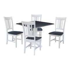 Set of 5 pcs - 36" Square Dual drop leaf dining table with 2 RTA chairs