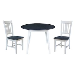 Set of 3 pcs - 42" Round Dual Drop Leaf Table with 2 RTA chairs