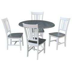 42 in. Dual Drop Leaf Dining Table with 4 Splat Back Chairs - 5 Piece Dining Set