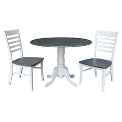 42 in. Dual Drop Leaf Dining Table with 2 Ladderback Chairs - 3 Piece Dining Set