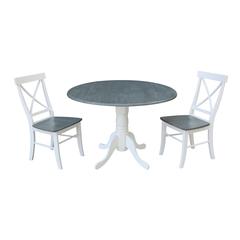 42" Dual Drop Leaf Table with 2 X-back Chairs - Set of 3 Pieces