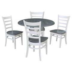 42 in. Dual Drop Leaf Dining Table with 4 Ladderback Chairs - 5 Piece Dining Set