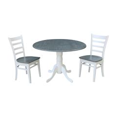 42" Dual Drop Leaf Table with 2 Emily Side Chairs -Set of 3 Pieces