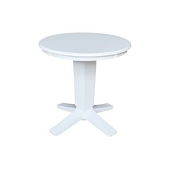 30 in Round Top Pedestal Dining Table in White