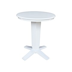 30 in Round Top Counter Height Pedestal Dining Table in White