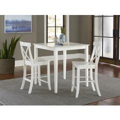36X36 Counter Height Dining Table With 2 X-Back Counter Height Stools
