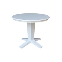 36 in Round Top Pedestal Dining Table in White
