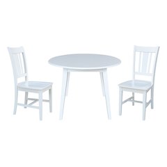 Set of 3 pcs - 42" Round Dual Drop Leaf Table with 2 RTA chairs