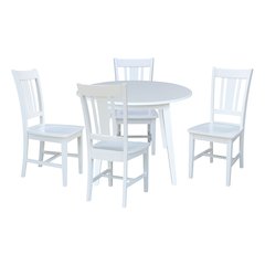 Set of 5 pcs - 42" Round Dual Drop Leaf Table with 4 RTA chairs