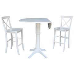 42 In Round Pedestal Bar Height Table with 2 Bar Height Stools