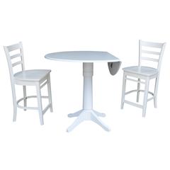 42 In Round Pedestal Gathering Height Table with 2 Counter Height Stools
