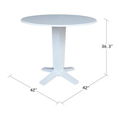 42 in Round Dual Drop Leaf Pedestal Counter Height Dining Table in White