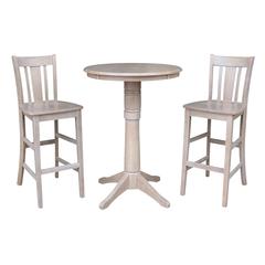 30" Round Pedestal Bar Height Table With 2 San Remo  Bar Height Stools
