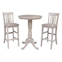 30" Round Pedestal Bar Height Table With 2 San Remo  Bar Height Stools