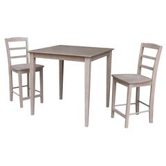 36X36 Counter Height Dining Table With 2 Madrid Counter Height Stools