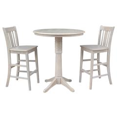 36" Round Pedestal Bar Height Table With 2 San Remo  Bar Height Stools
