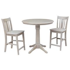 36" Round Pedestal Gathering Height Table With 2 San Remo Counter Height Stools
